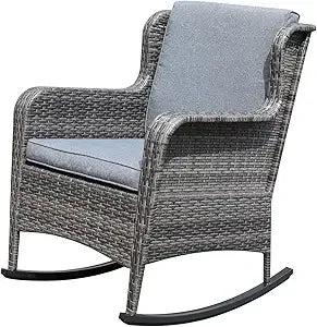 Outdoor Resin Wicker Rocking Chair with Olefin Cushions