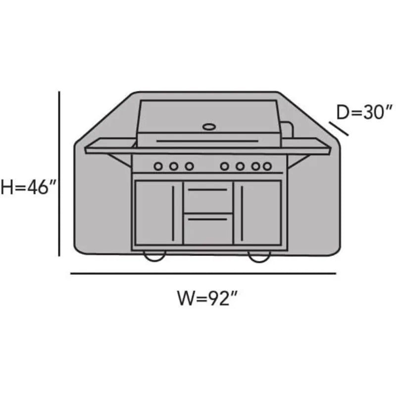 Large 46" H x 92" W with a 30" Drop, Heavy Duty Grill Cover - Weather Resistant