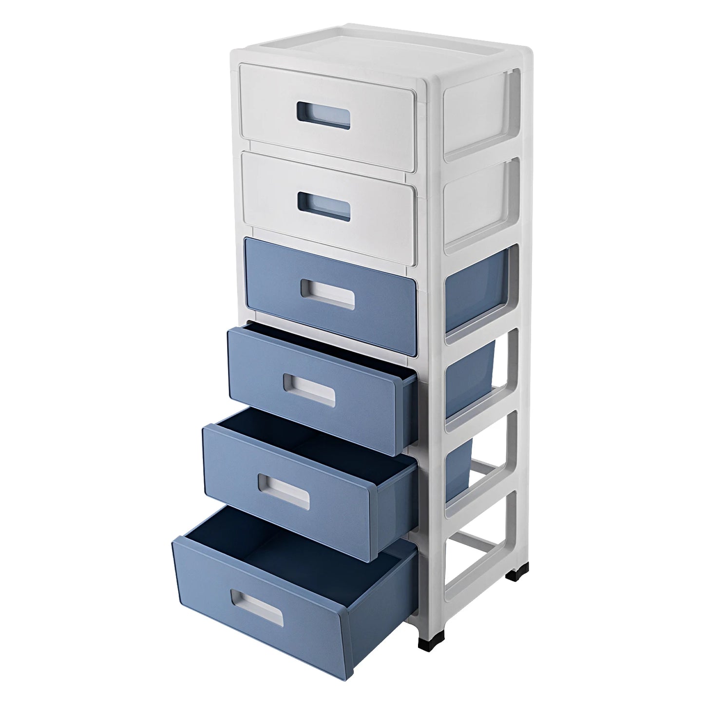 Blue-White 6-Tier Drawer Cabinet,  Plastic Drawer Container for Home, Office, Study