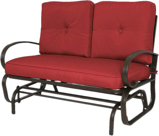 Glider Bench - Outdoor Rocking Loveseat with Sturdy Frame and Cushioned Seats