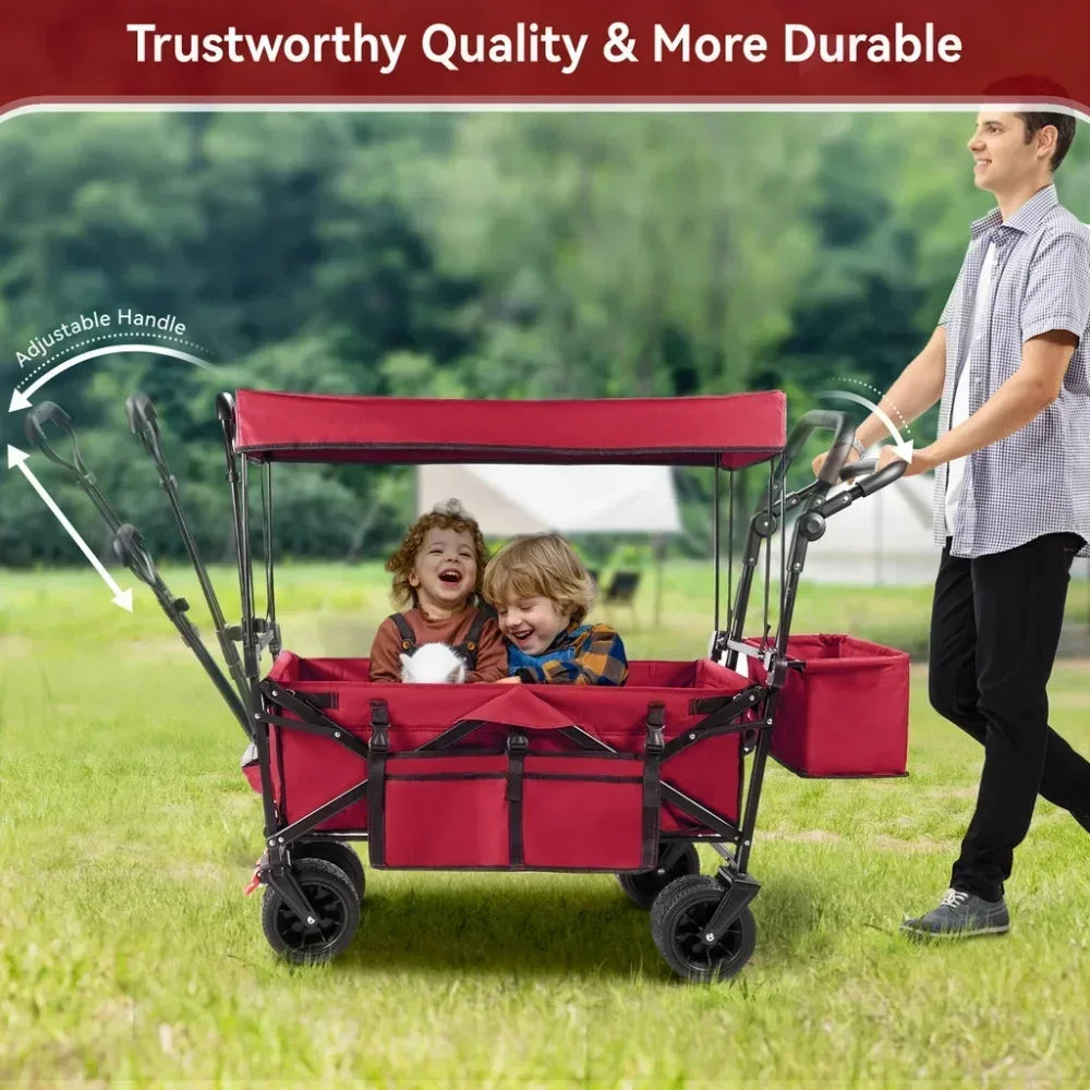Heavy Duty Collapsible Wagon Cart with Removable Canopy