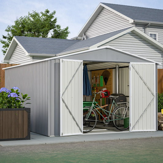 10 X 12 FT Large Metal Utility Shed with Floor Frame