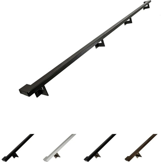Contemporary Aluminum Complete Handrail, Brackets Included, Powder Coated Finish