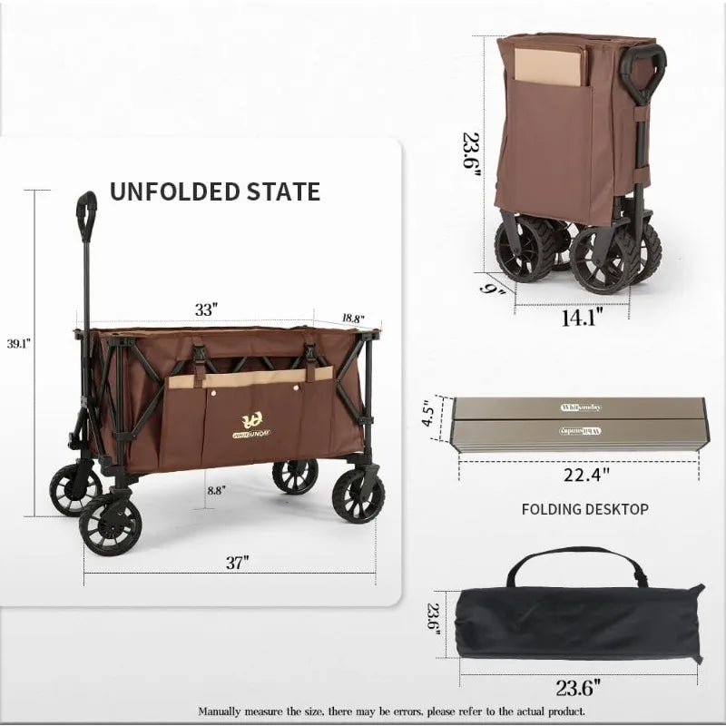 Heavy Duty Folding, Collapsible, Utility Wagon with Table and Side Pocket