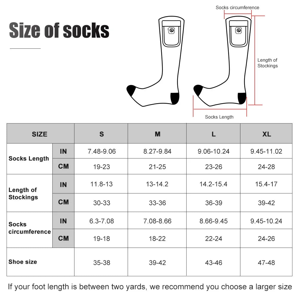Heated Socks for Men and Women, Winter Rechargeable, Thermal Heated Foot Warmer, Camping, Hiking, Ski Sports, Snowmobile