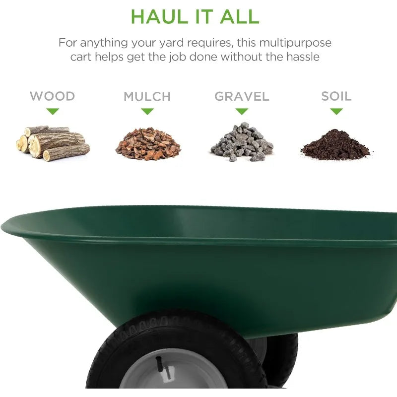 Dual-Wheel Home Utility Wheelbarrow w/Built-in Stand
