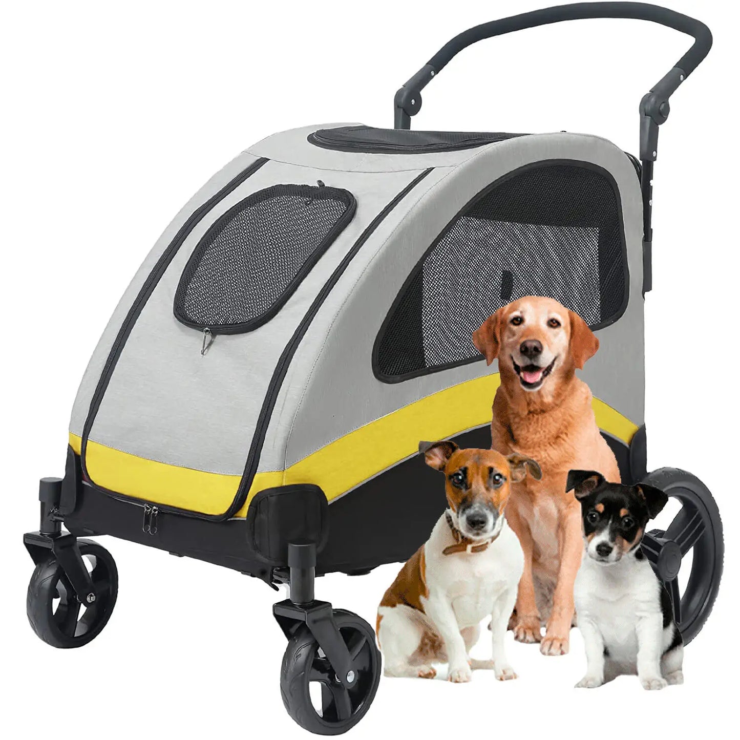 Dog Stroller Ultra-large 4 Wheels, Foldable, Load Up To 121 lbs