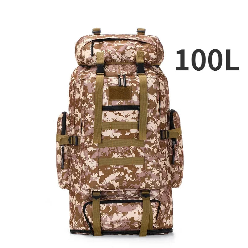 80L/100L Large Mountaineering Tactical Backpack, Hiking, Camping, Travel