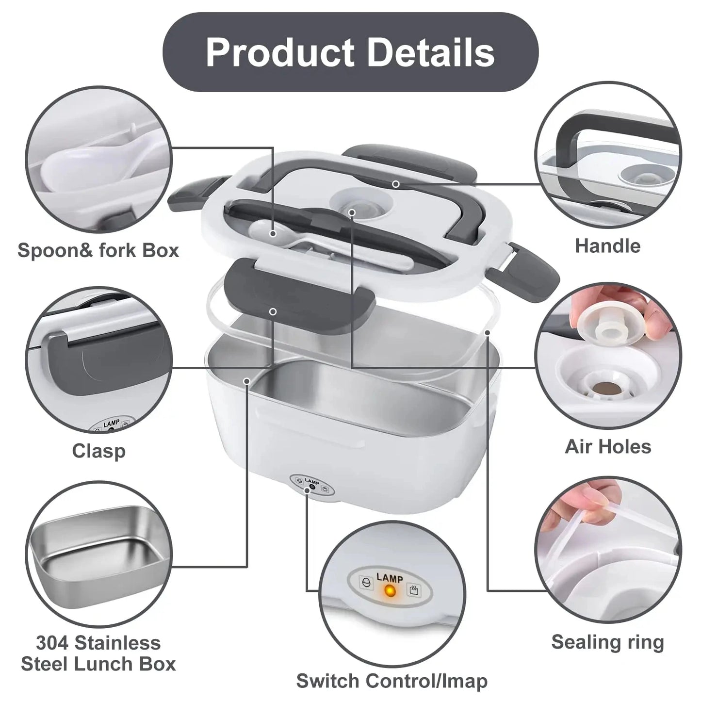 Electric Lunch Box: 12V/24V/110V Portable Food Warmer with 1.5L Leak Proof Stainless Container & Insulated Bag for Car/Home