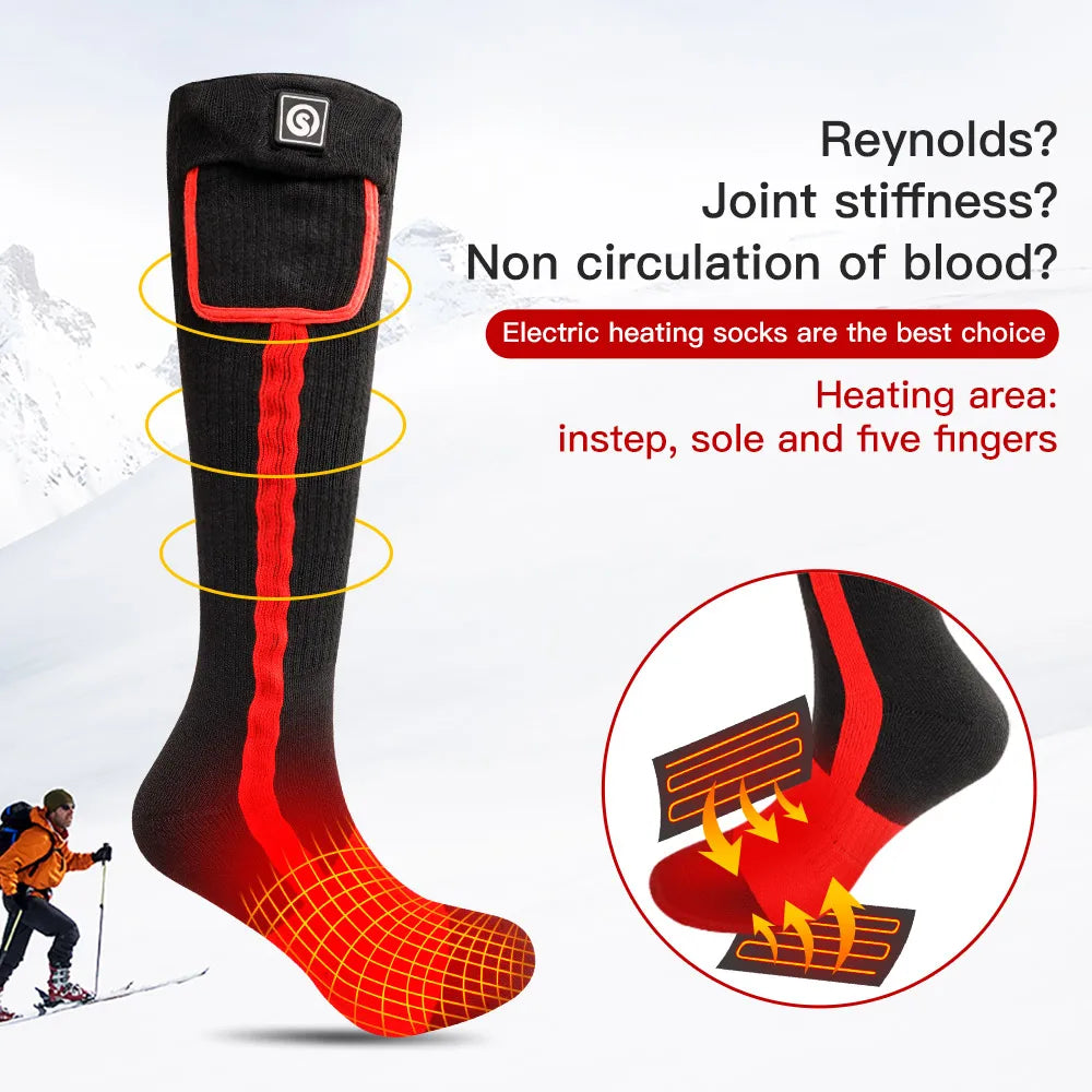 Heated Socks for Men and Women, Winter Rechargeable, Thermal Heated Foot Warmer, Camping, Hiking, Ski Sports, Snowmobile
