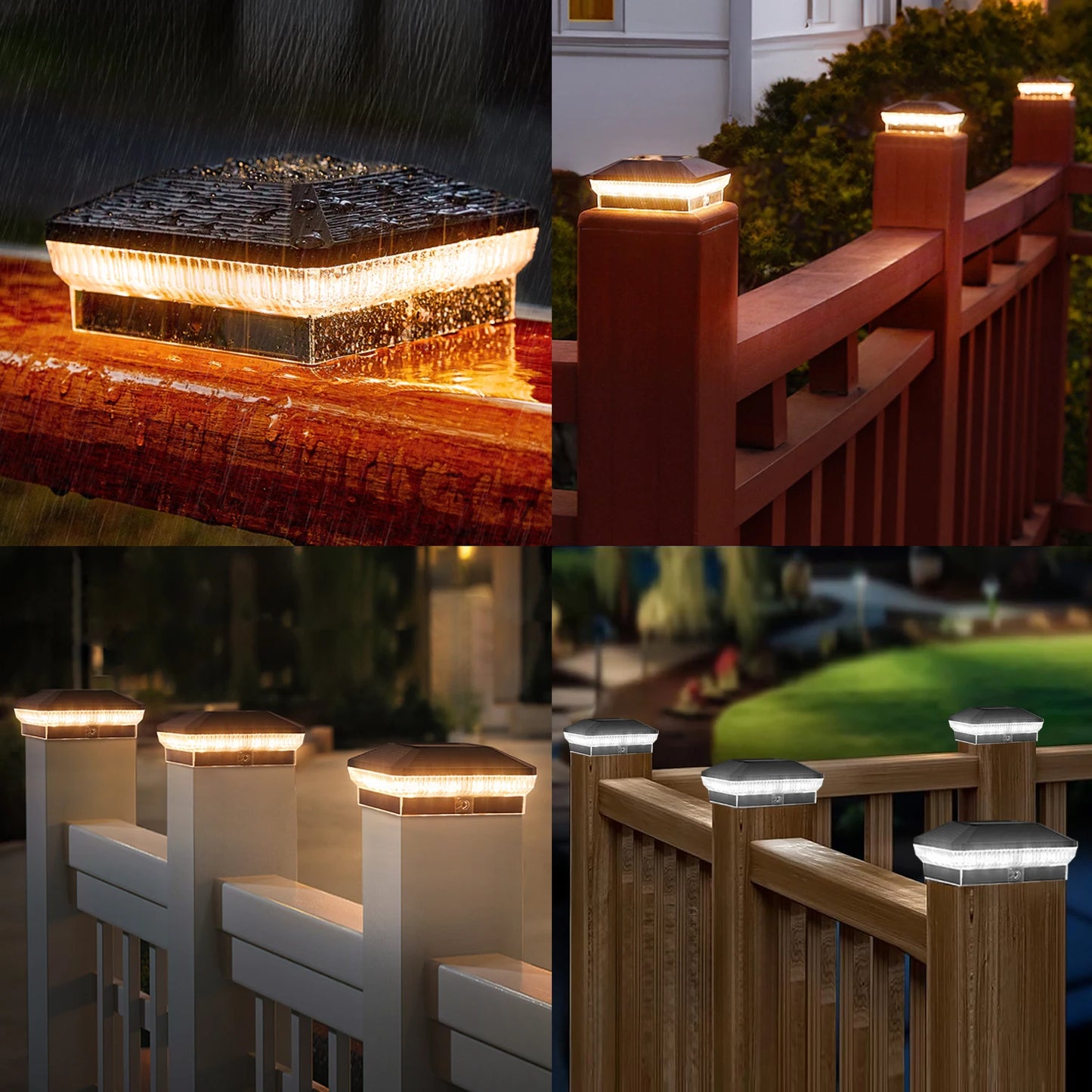 6/12 Pack 4x4 Solar Fence Post Cap Lights, 40 LEDs 30 Lumens with 3 Modes