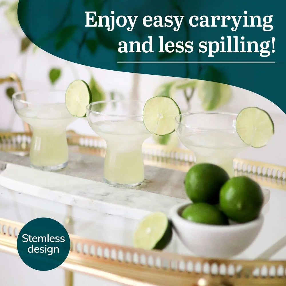 Set of 6 Unique Lightweight Lead-Free Margarita Glasses, Perfect for desserts too!  Dishwasher Safe