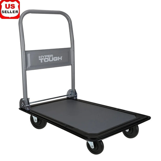 Heavy Duty Folding Utility Cart, 300 Pound Capacity, Steel Frame with Non-Slip Deck and Swiveling Casters