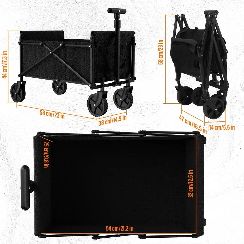 Outdoor Handcart with Foldable Wheels