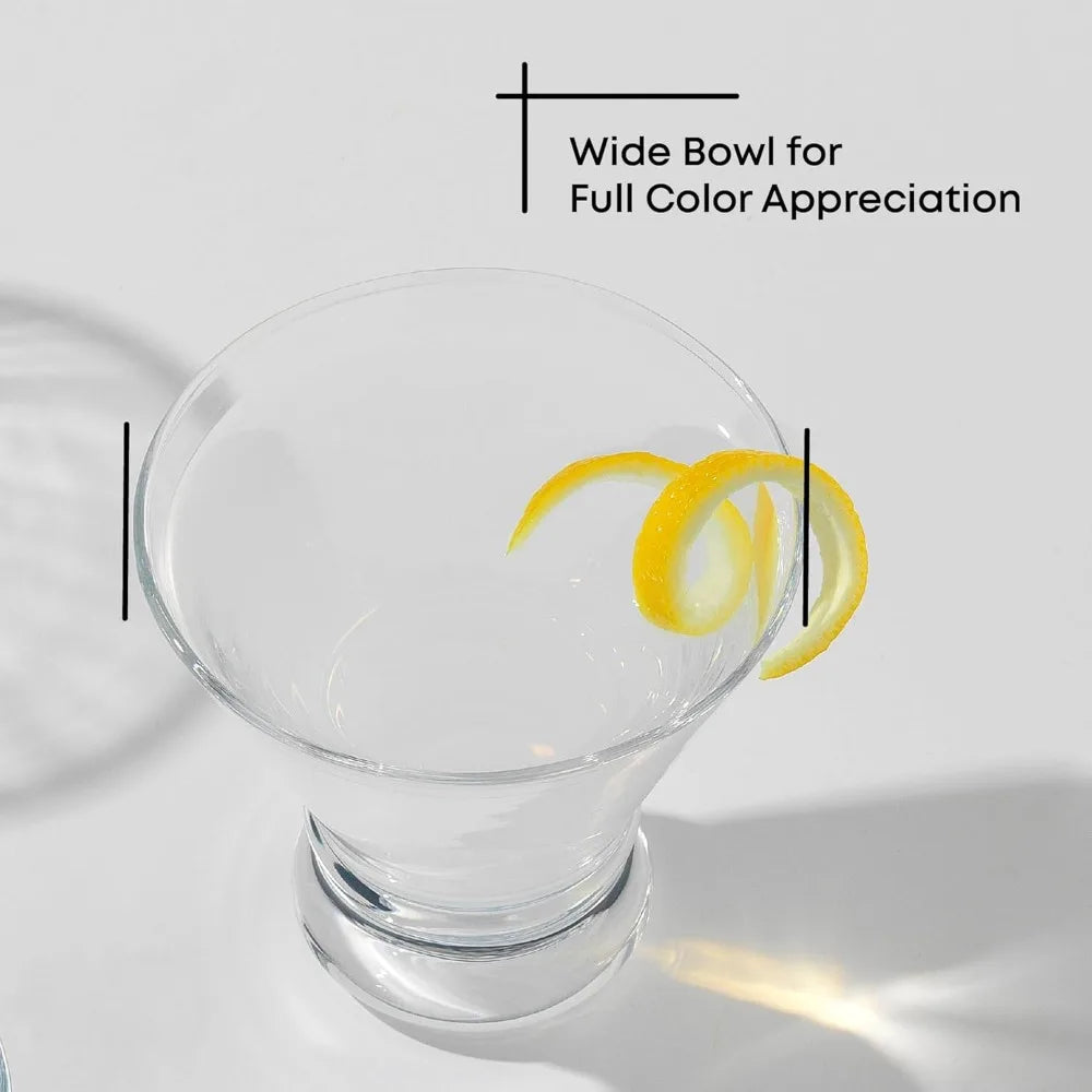 Stemless Martini Glasses, Set of 4, 8.5 oz Glasses for Cocktail and Margarita, Bar Glass Cups, Glass Dessert Cups