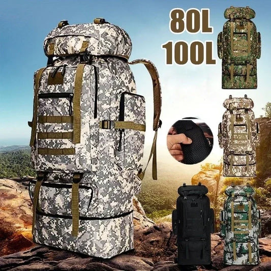 80L/100L Large Mountaineering Tactical Backpack, Hiking, Camping, Travel