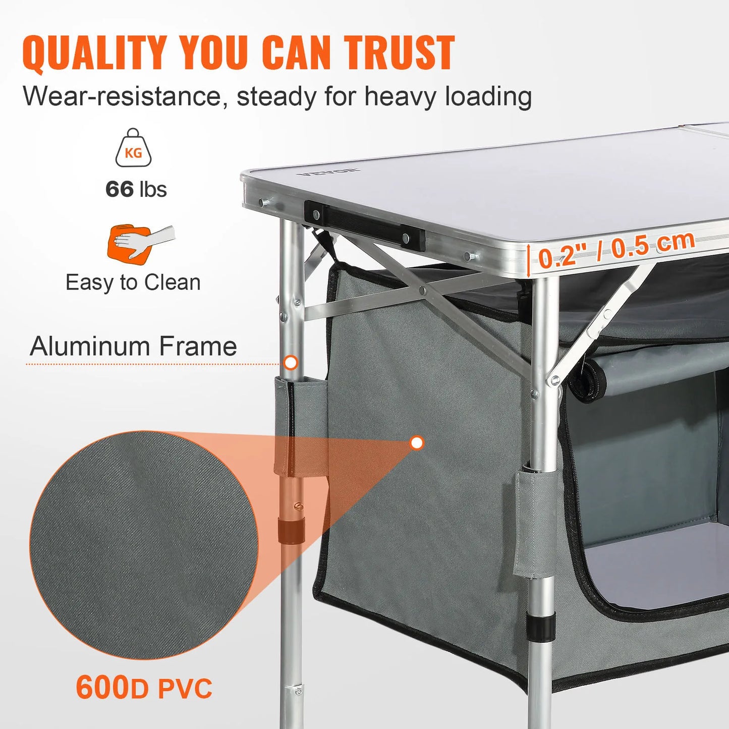 Folding Camping Kitchen Table, Quick set-up, Camping, Outdoor Picnics, BBQ, RV Traveling, Beach