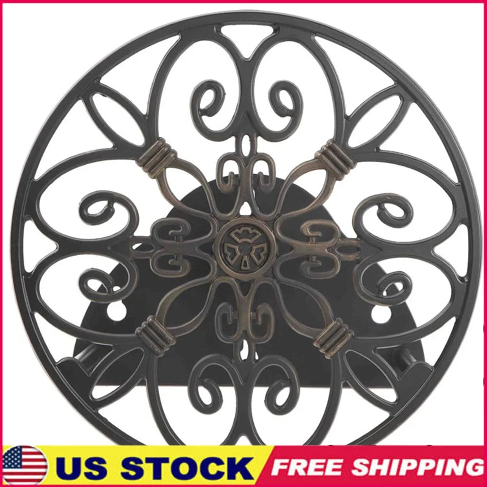 Decorative Wall Mount Hose Holder, 125 Foot Capacity, Non-Rust, Cast Aluminum, Easy Install Keyhole Design