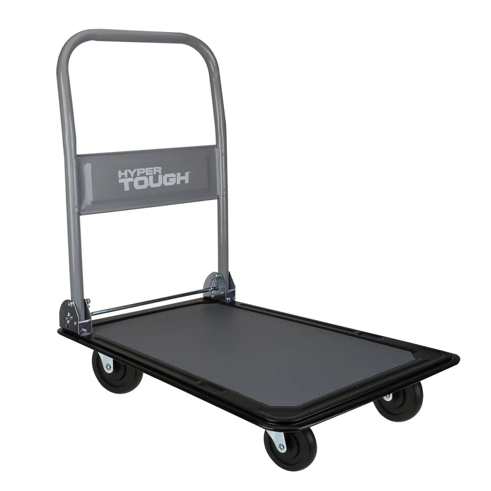 Heavy Duty Folding Utility Cart, 300 Pound Capacity, Steel Frame with Non-Slip Deck and Swiveling Casters