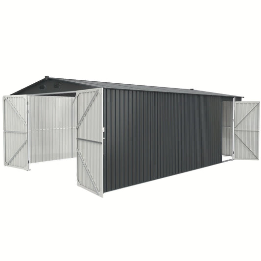 Heavy-Duty Large Metal Storage Shed 20x10FT / 13x20FT, With Double Doors, 4 Air Vents | For Car, Boat, RV
