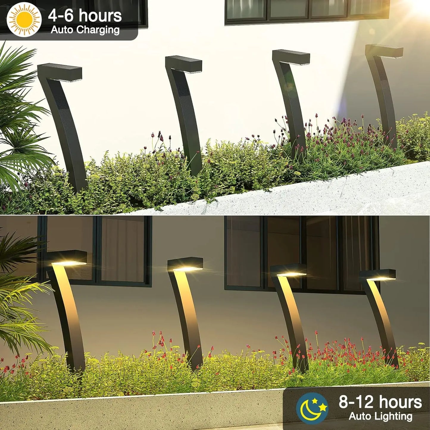 6 Pack Bright Solar Lights, 12 Hr Solar Garden Lights, Auto On/Off for Outside Landscape Path, Yard, Walkway