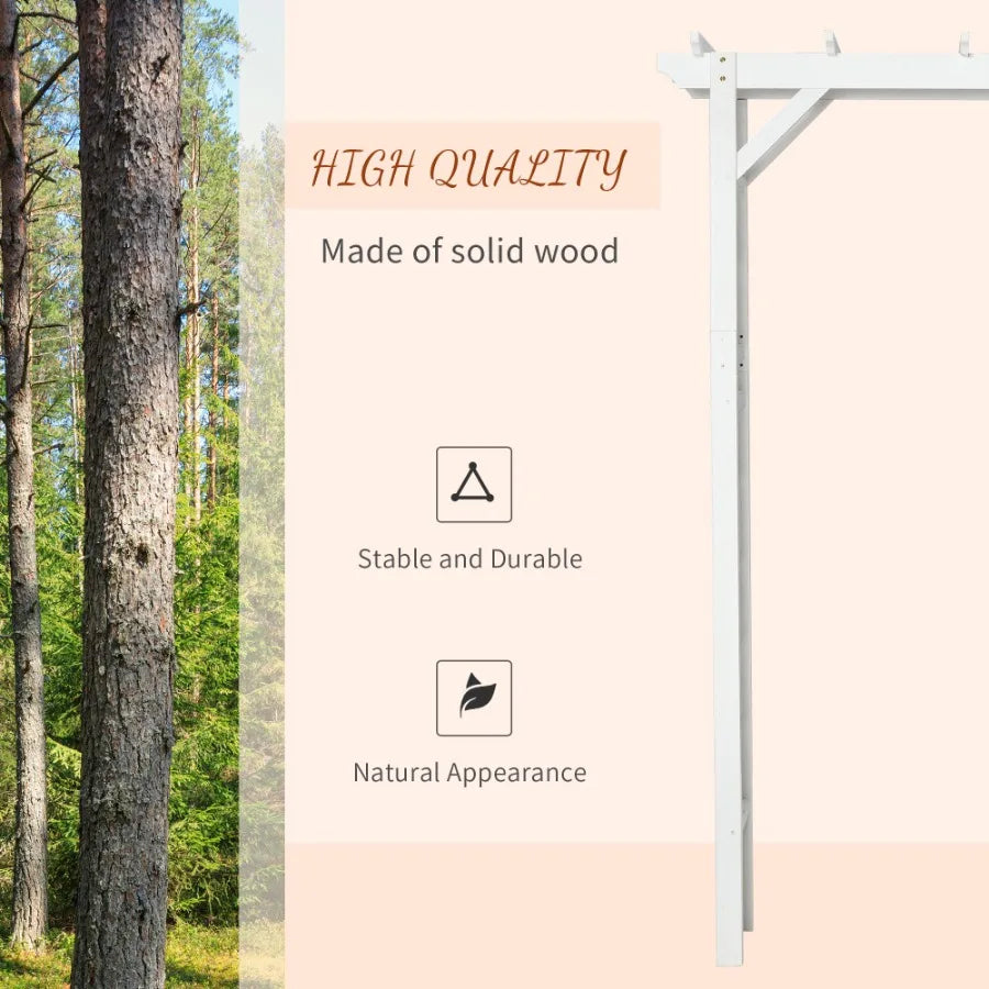 7 ft Wood White Arched Trellis Arbor