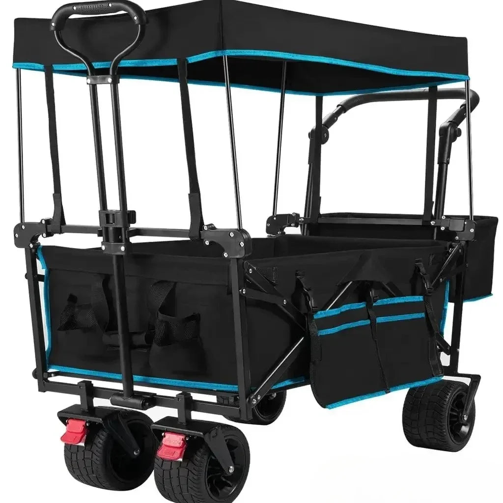 Heavy Duty Collapsible Wagon Cart with Removable Canopy