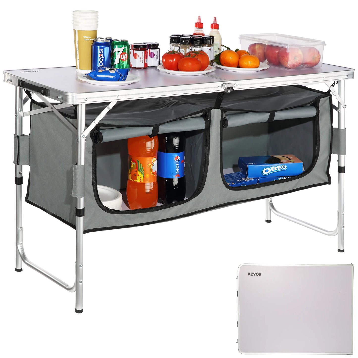 Folding Camping Kitchen Table, Quick set-up, Camping, Outdoor Picnics, BBQ, RV Traveling, Beach