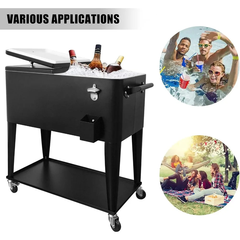 80 Qt Portable Rolling Cooler/Ice Chest