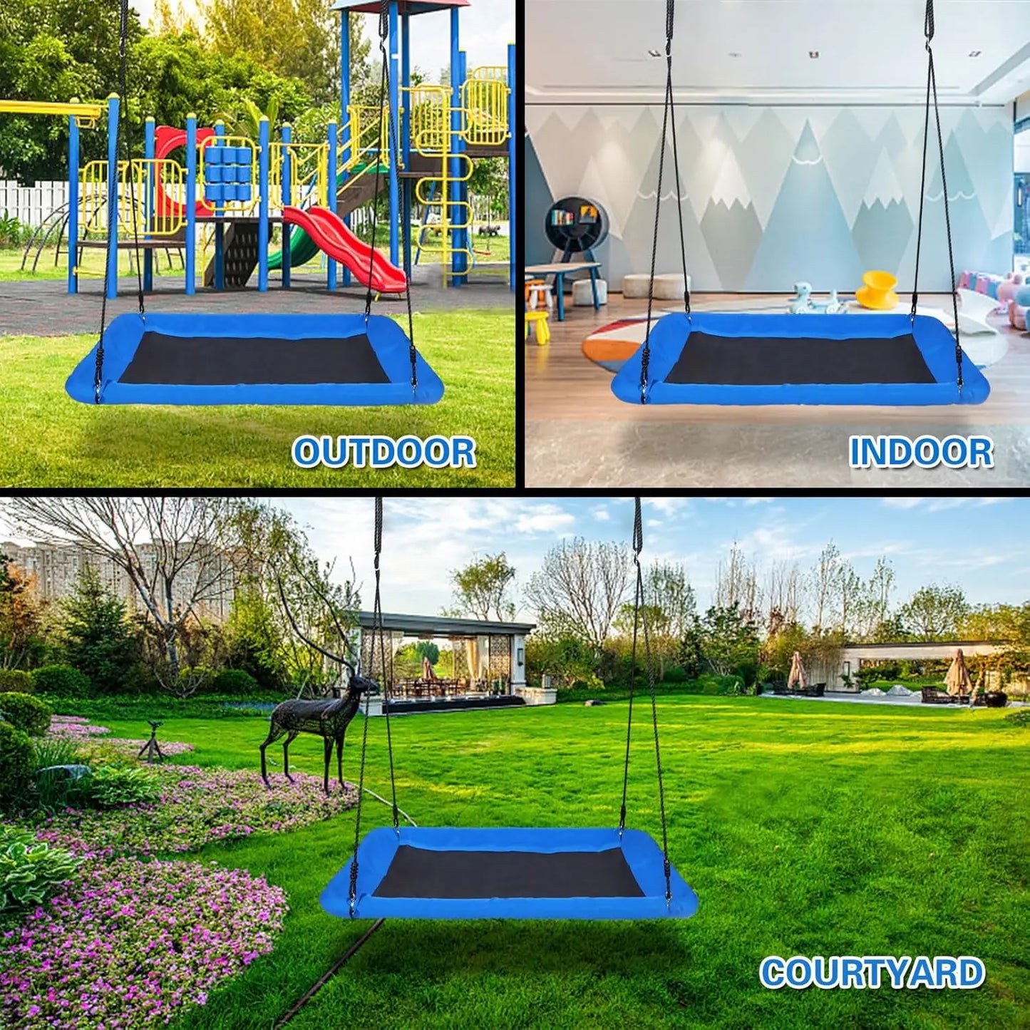 Giant 60" Rectangular Platform Swing, 800 lb Load Capacity