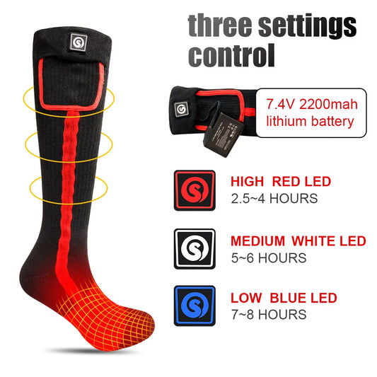 Heated Socks for Men and Women, Winter Rechargeable, Thermal Heated Foot Warmer, Camping, Hiking, Ski Sports, Snowmobile