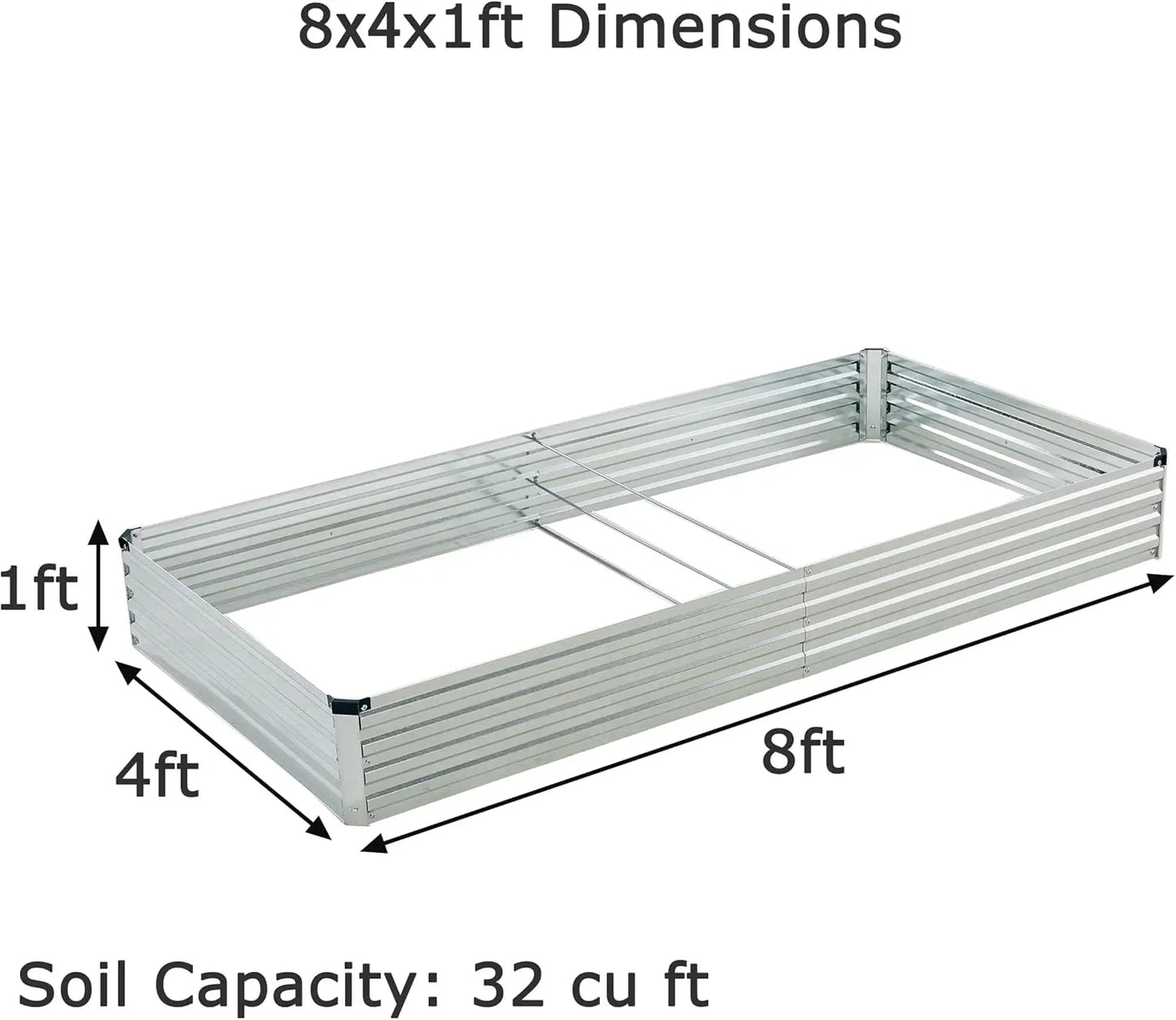 8x4x1ft (2 Pack) Galvanized Raised Garden Planter Box