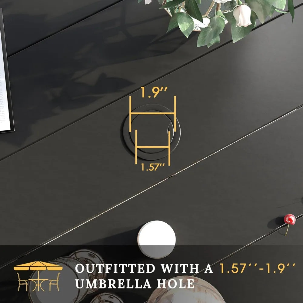 Patio Dining Set for 6, 7 Pieces Includes 53" Round Patio Table with Umbrella Hole and 6 Outdoor Swivel Chairs