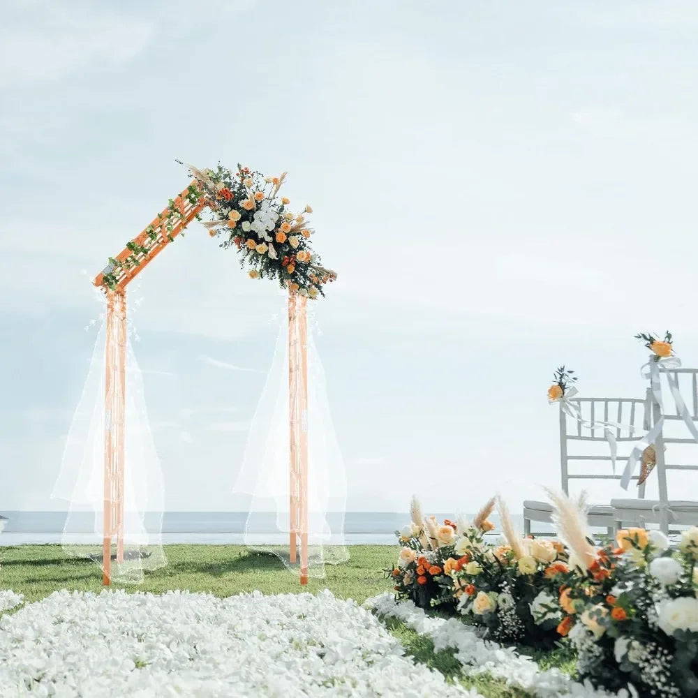 9.4 ft Wooden Garden Arbor, Wedding Arch for Ceremony, Wood Garden Trellis for Plant Climbing, Pergola for Garden Backyard