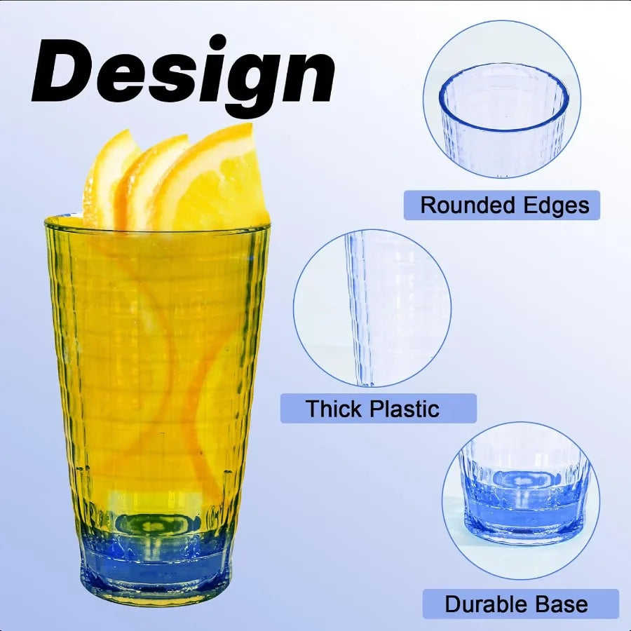 8 - 15 oz Unbreakable, Shatterproof Plastic Drinking Tumblers