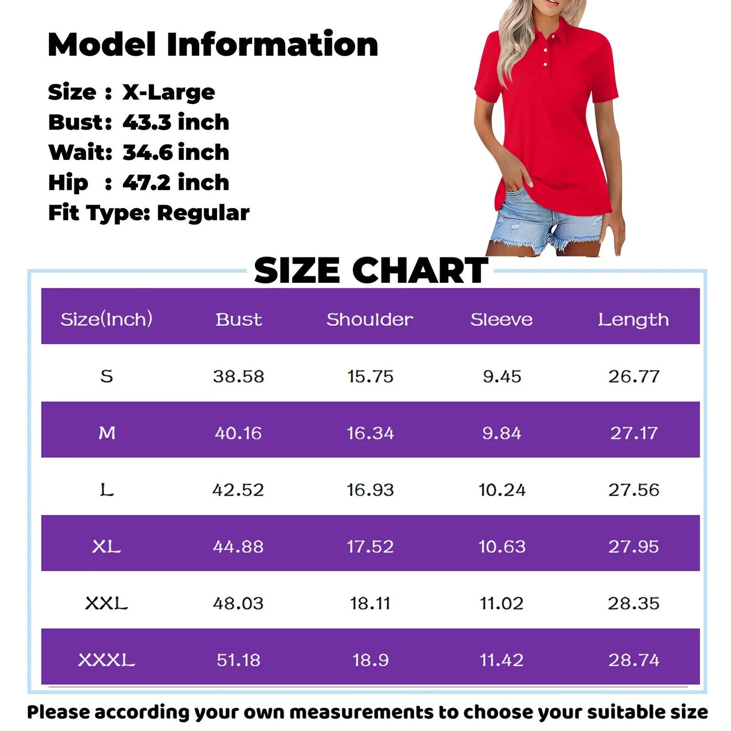 Women's casual button short-sleeve polo shirt, solid color