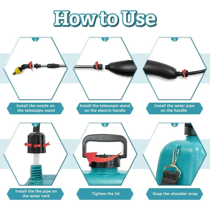 2 Gallon Electric Garden Sprayer, Battery Powered Sprayer with 3 Mist Nozzles and Retractable Wand, USB rechargeable handle