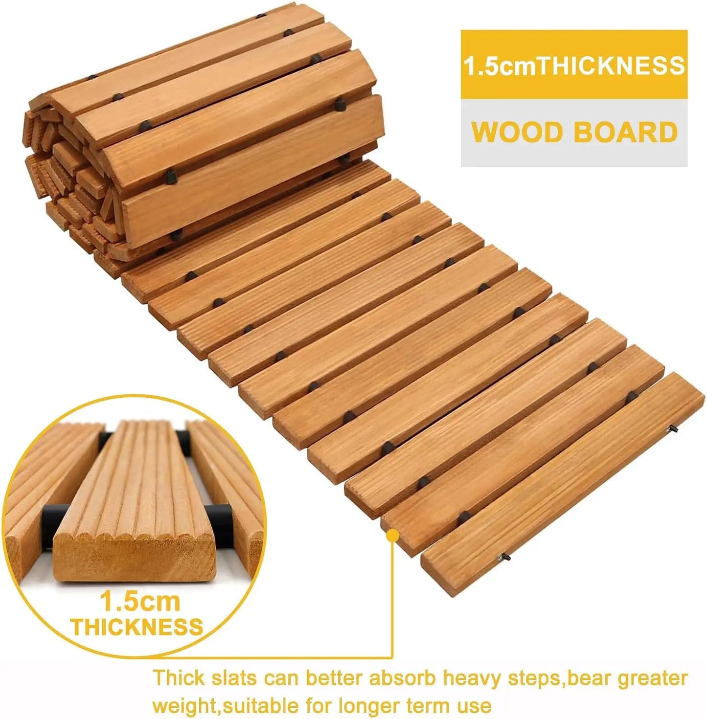 12FT Roll Out Wooden Garden Pathway, Weather-Resistant, 17" W