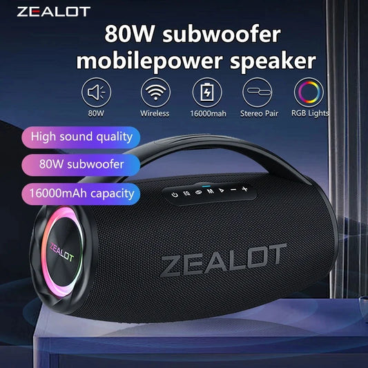 80W Wireless Speaker, Outdoor Portable Subwoofer Speaker, Hifi Sound quality, Dual Pairing, Fast Charging,16000mAh.