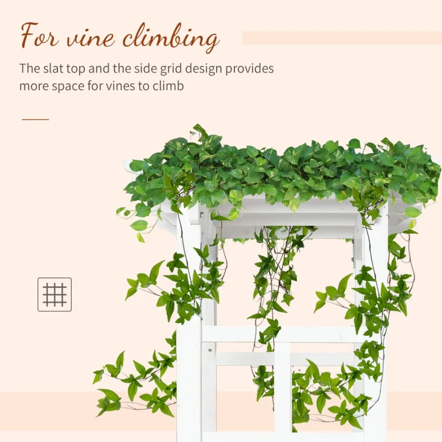 7 ft Wood White Arched Trellis Arbor