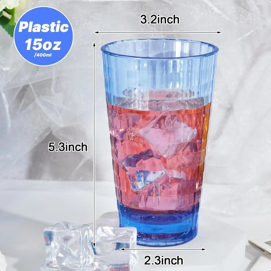 8 - 15 oz Unbreakable, Shatterproof Plastic Drinking Tumblers