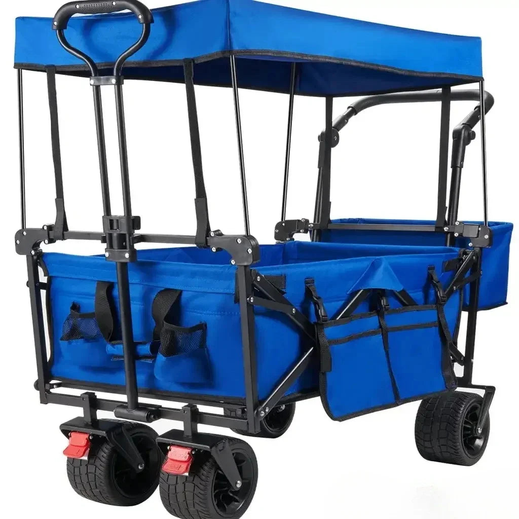 Heavy Duty Collapsible Wagon Cart with Removable Canopy