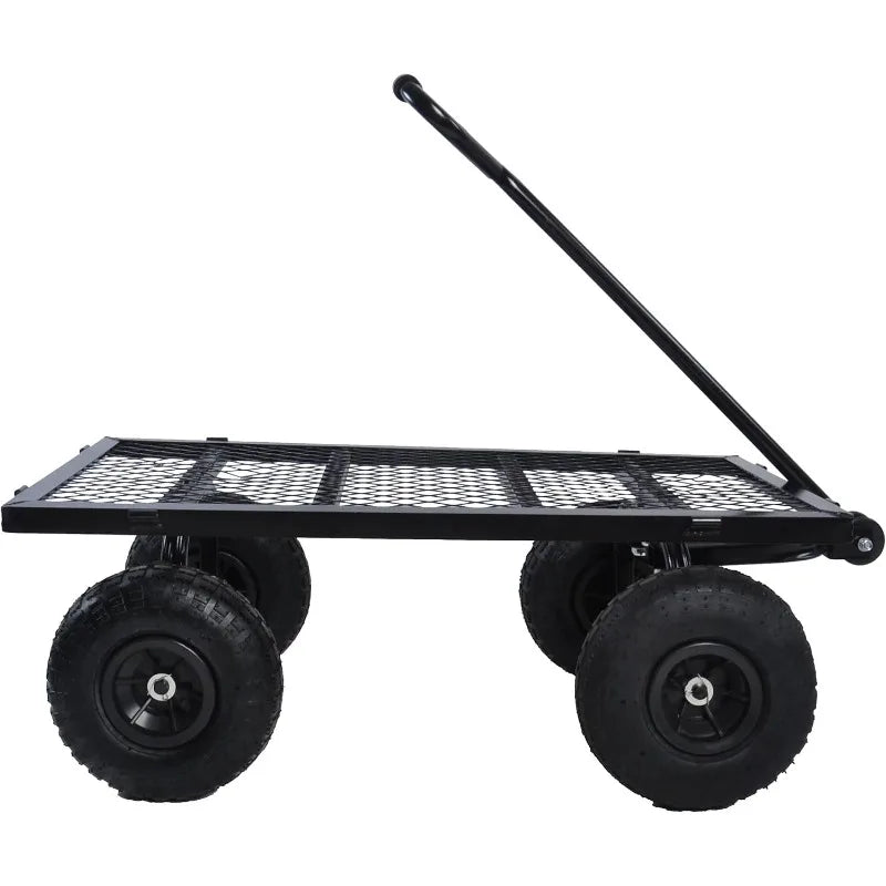 Steel Utility Cart with Detachable mesh Side Plates on All Sides, Suitable for Garden Farm Warehouse, etc.