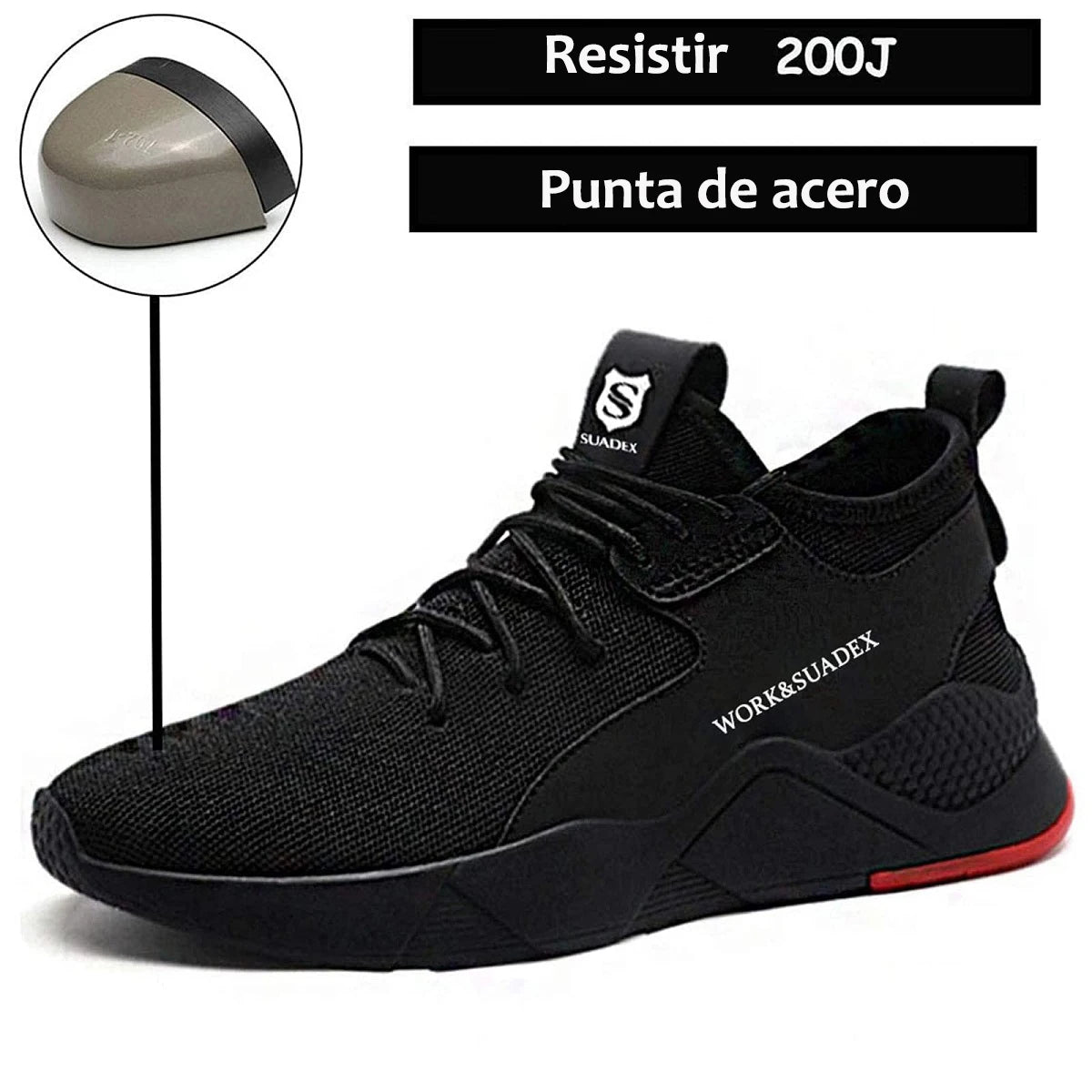 Men's Safety Shoes, Steel Toe Cap, Anti-Smashing, Puncture Proof Construction, Non-Slip, Breathable