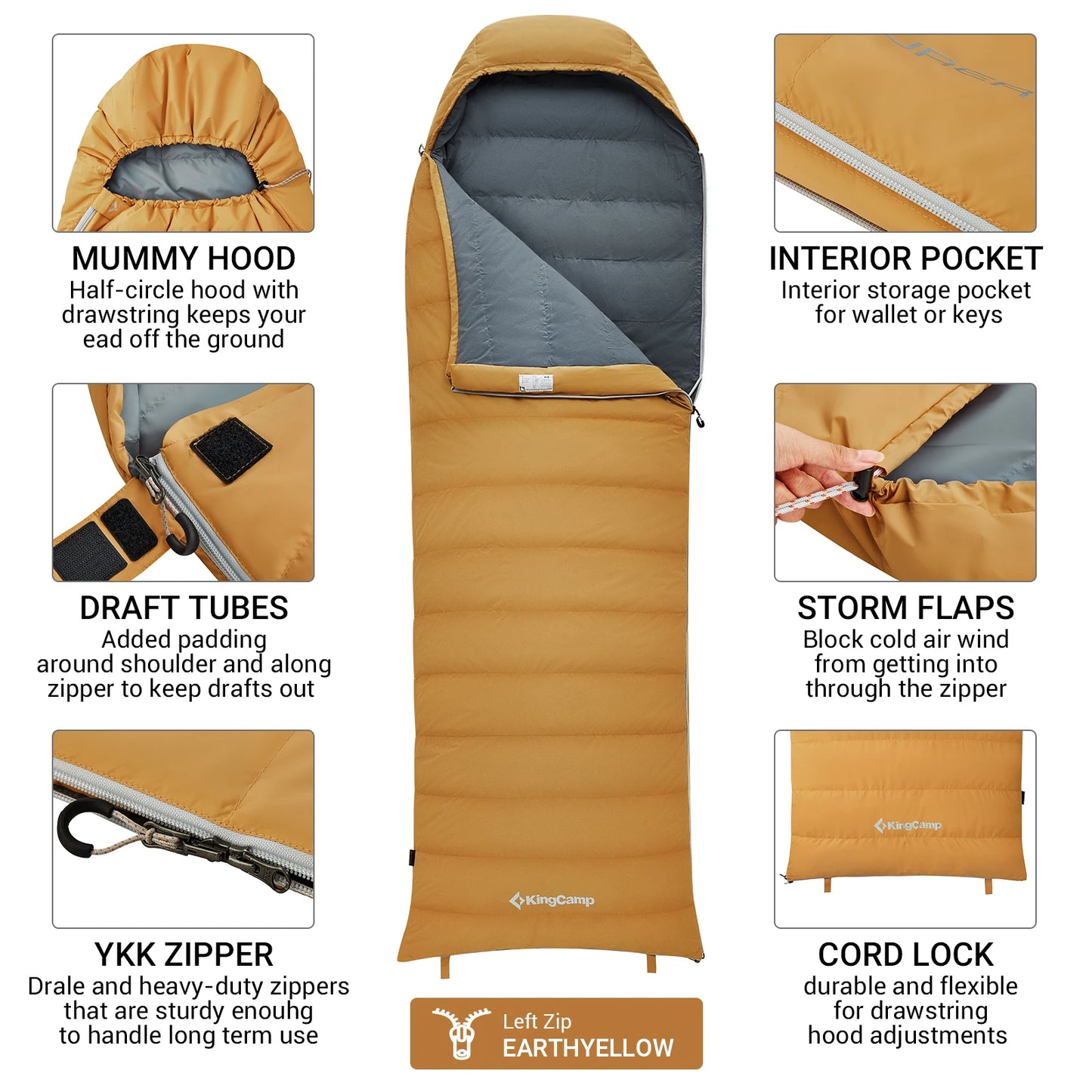 Envelope Style Sleeping Bag, Lightweight Camping Essentials Gear Accessories