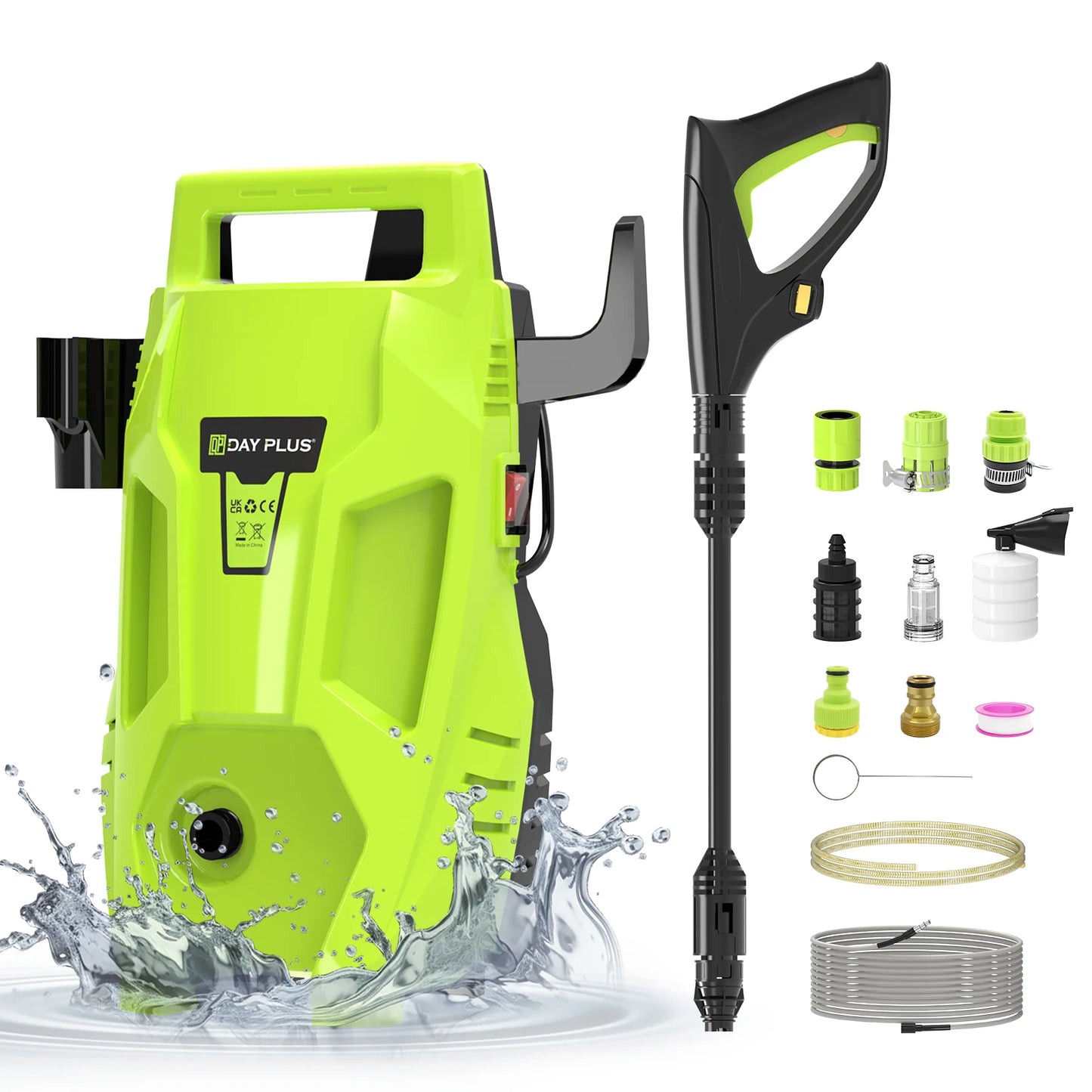 1800W 1.6GPM Electric High Pressure Washer with 3-in-1 Nozzle, Adjustable Spray Gun for Garden/Driveway/Deck Cleaning and More