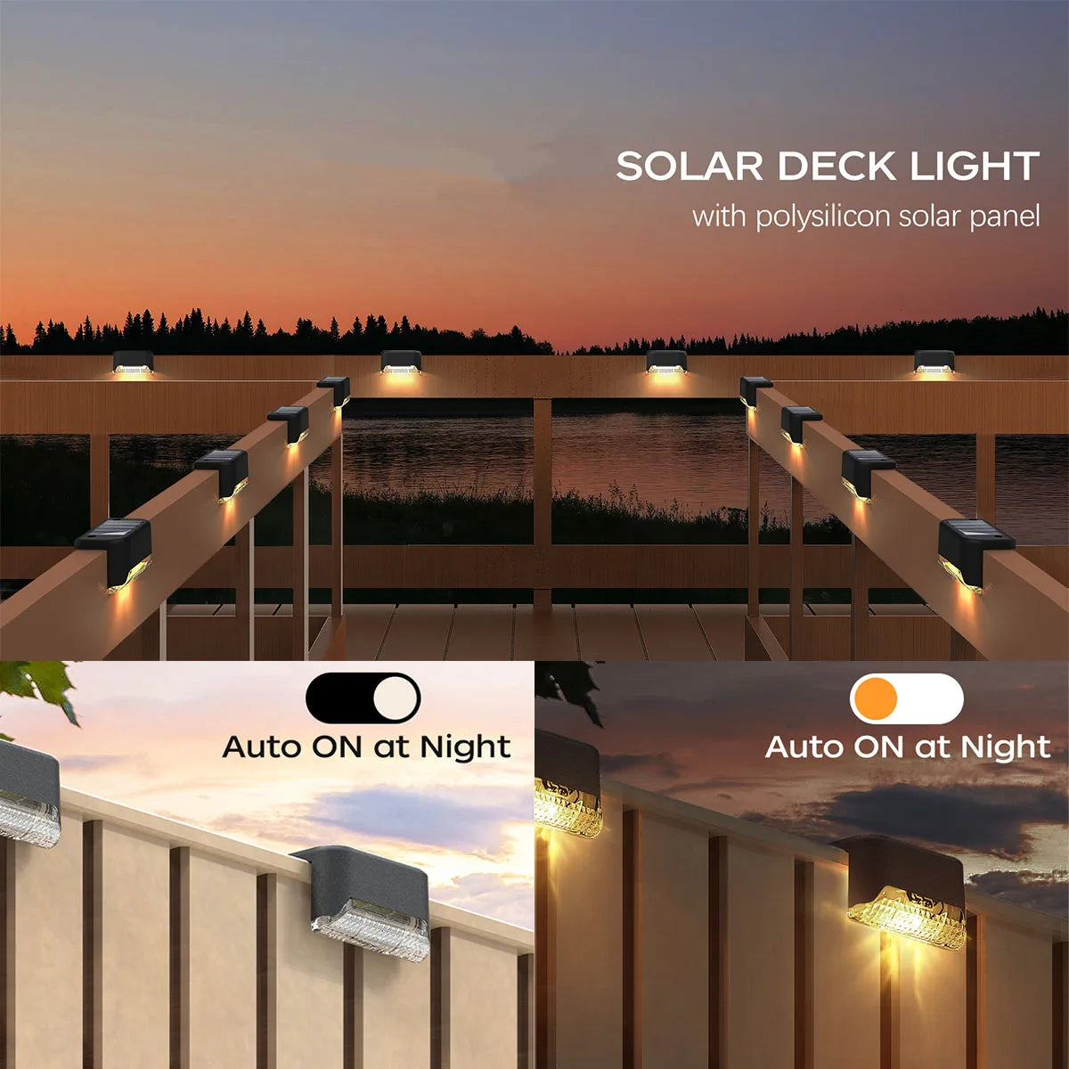 4 or 12 Pack Solar Powered LED Deck and Step Lights, Outdoor Waterproof