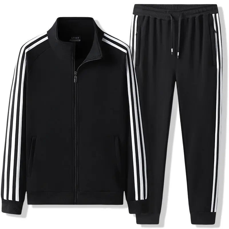 2 pc Leisure striped hoodie, couple's running sportswear