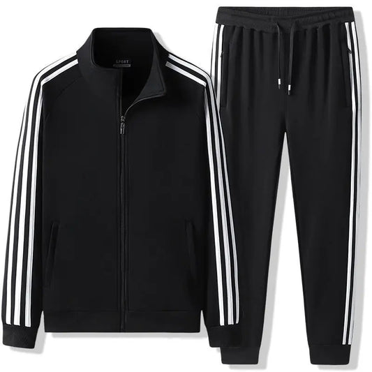 2 pc Leisure striped hoodie, couple's running sportswear