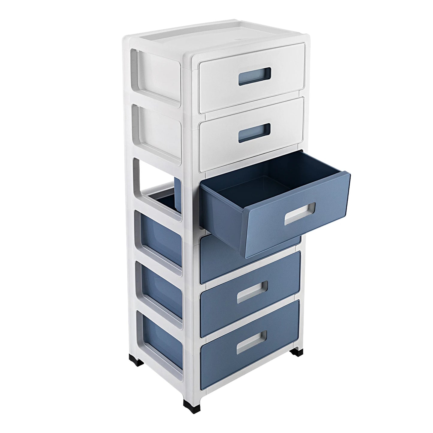 Blue-White 6-Tier Drawer Cabinet,  Plastic Drawer Container for Home, Office, Study